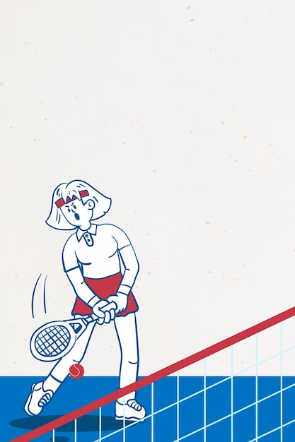 Mujer, jugar al tenis, vector