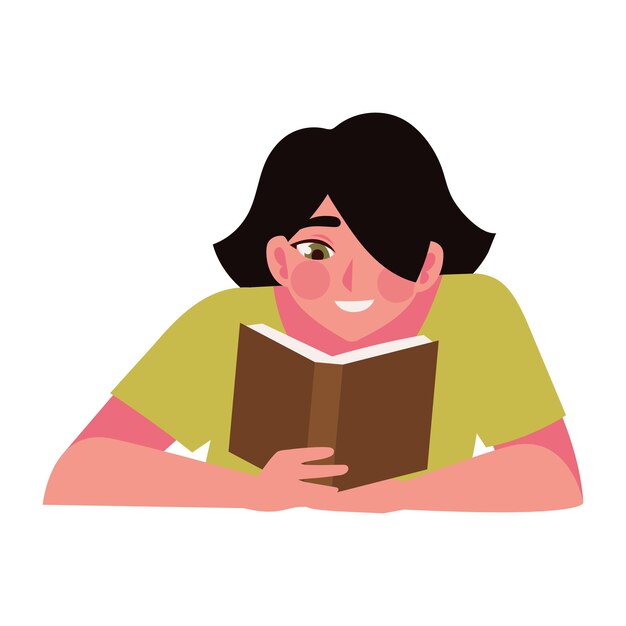 mujer leyendo una ilustración de libro aislada