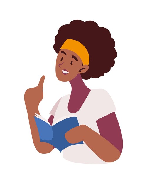 mujer leyendo una ilustración de libro