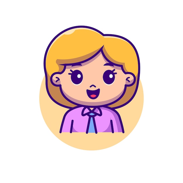 Mujer linda Vector de dibujos animados de negocios Icono Ilustración Gente Negocio Vector plano aislado