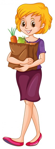 Mujer llevando una bolsa de supermercado