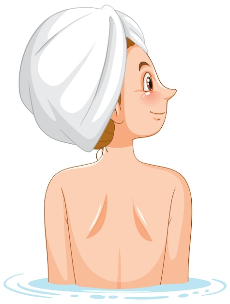 Vector gratuito un, mujer, llevando, pelo, toalla, en, baño