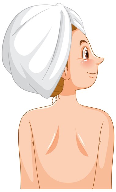 un, mujer, llevando, pelo, toalla