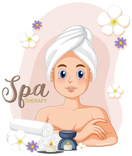 mujer, llevando, toalla, en, spa, tema