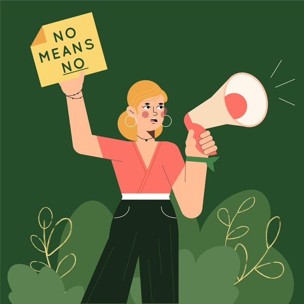 Mujer con megáfono pro concepto de derechos civiles