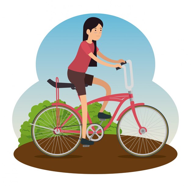 Mujer montando una bicicleta para hacer ejercicio