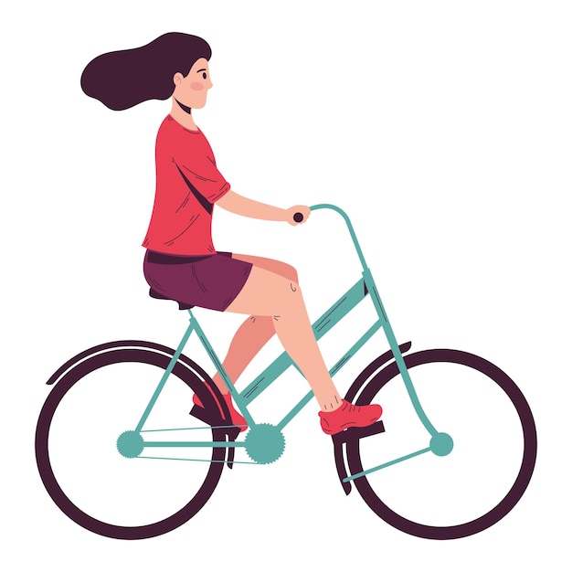 Vector gratuito mujer, montar en bicicleta, diseño