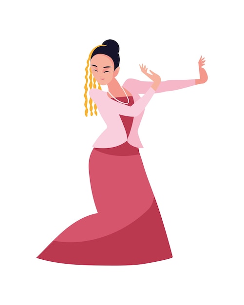 Vector gratuito una mujer de myanmar baila diseño musical