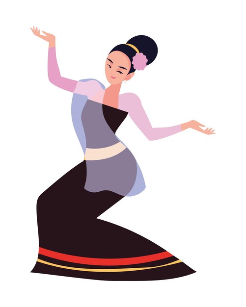 Una mujer de Myanmar baila música.