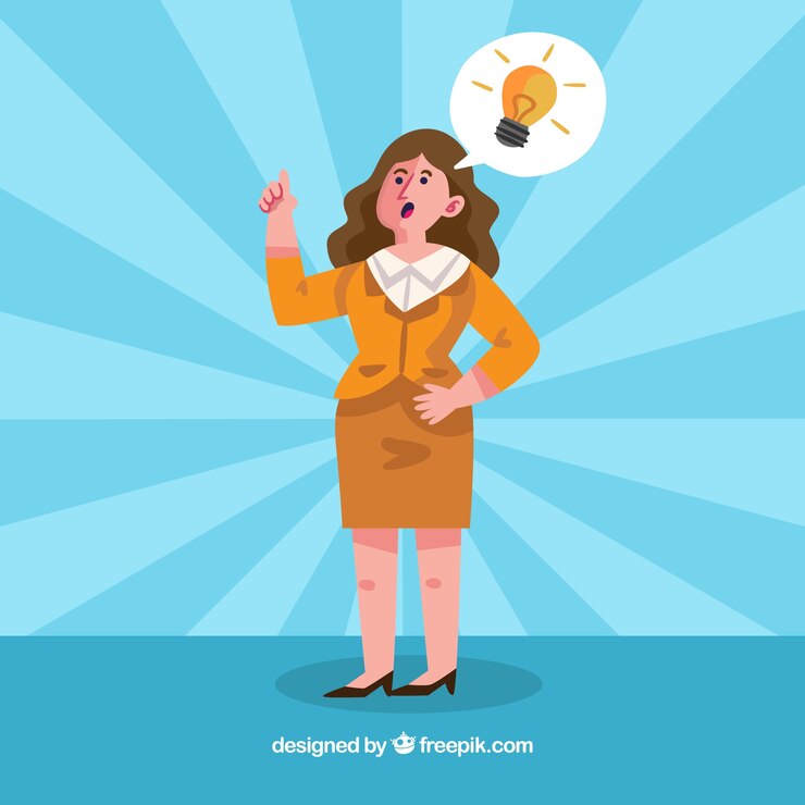 Vector gratuito mujer de negocios con una idea