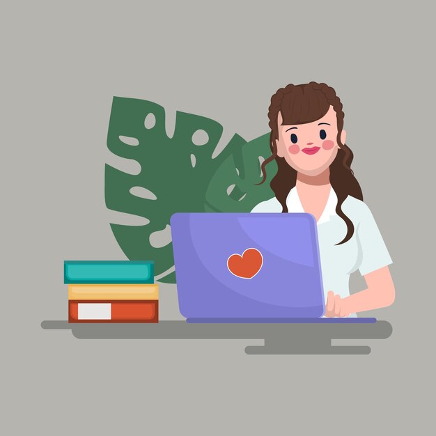 Mujer de negocios usando una computadora portátil en el escritorio
