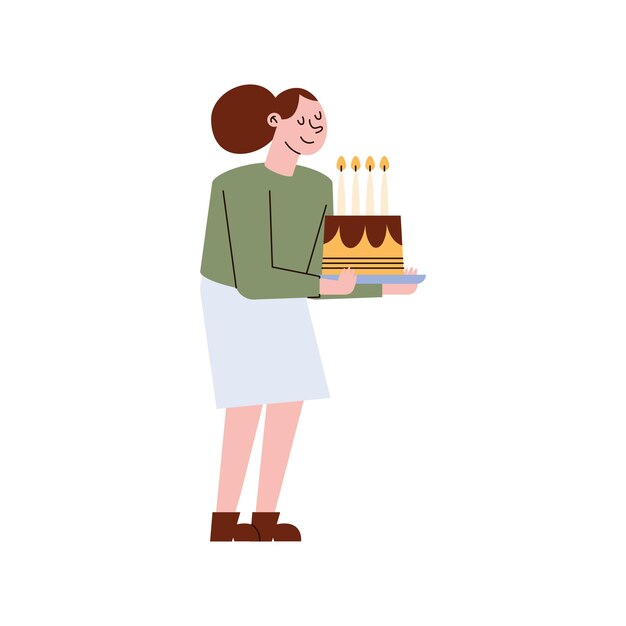 mujer con un pastel