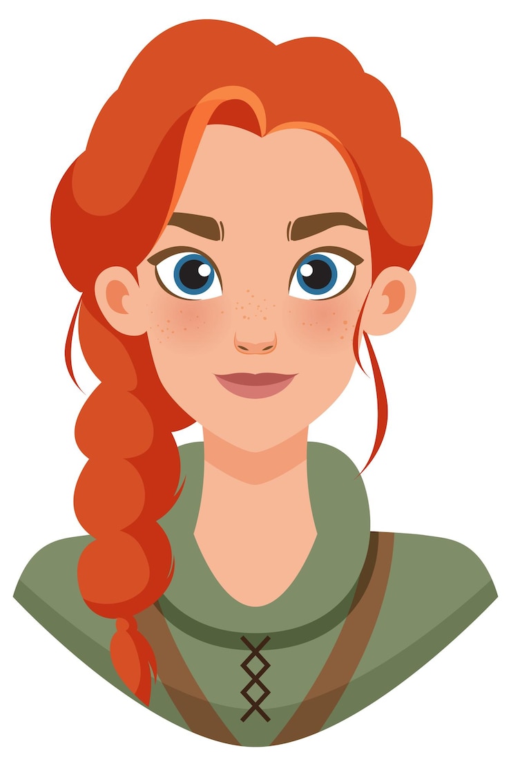 Vector gratuito mujer pelirroja con traje verde