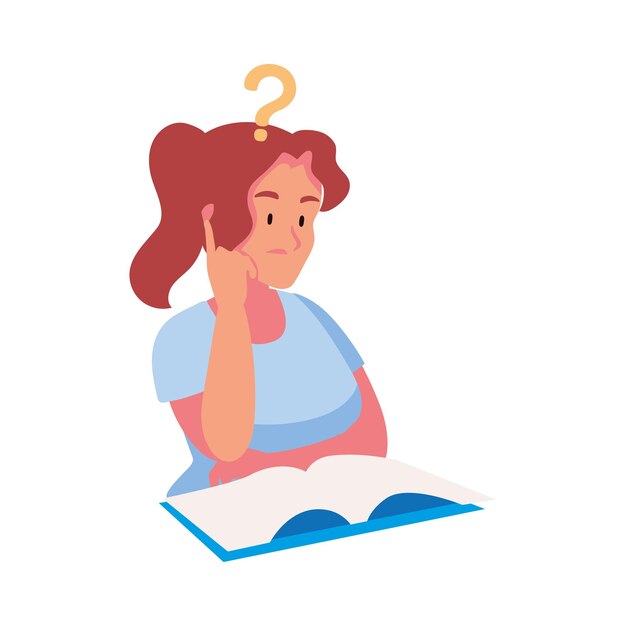 mujer pensando confundido ilustración aislada