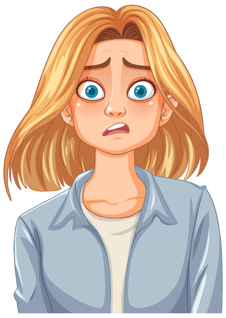 Vector gratuito la mujer preocupada con el cabello rubio