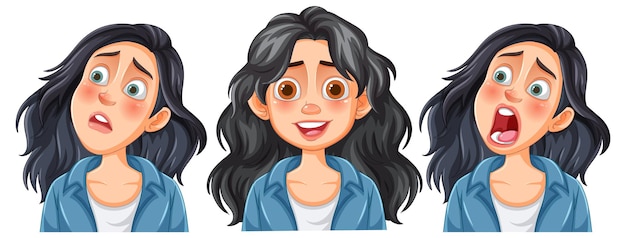 Una mujer que expresa diferentes emociones