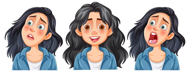 Una mujer que expresa diferentes emociones