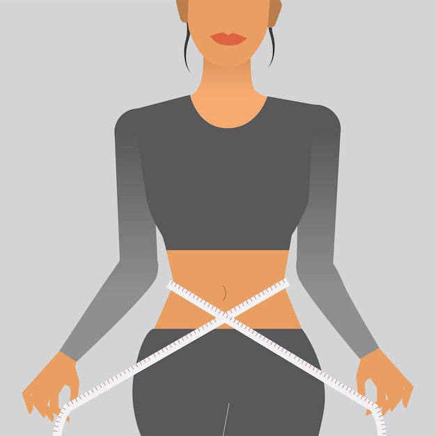 Vector gratuito mujer que mide su ilustración de la cintura