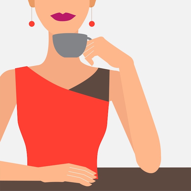 Vector gratuito mujer que tiene una taza de café