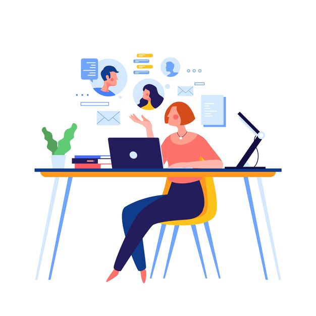 Mujer que trabaja en teletrabajo dentro de casa