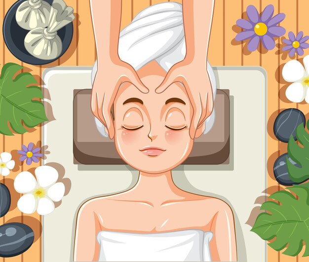 Mujer recibiendo masaje facial spa