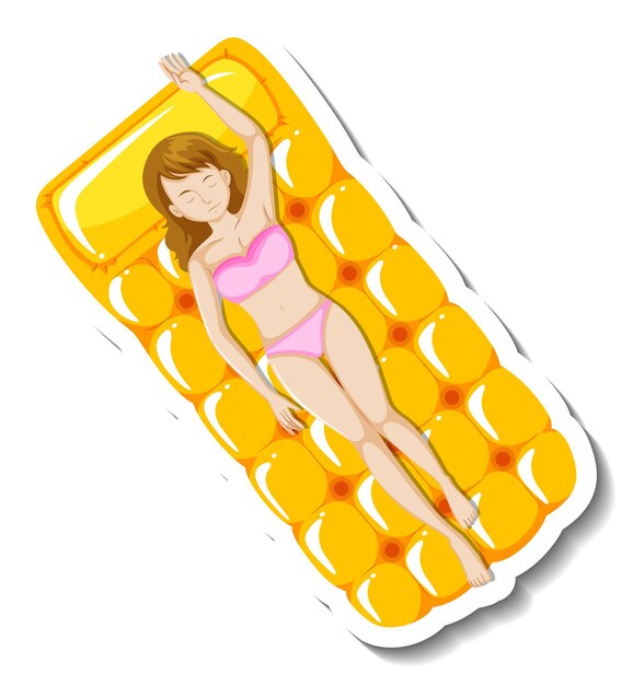 Mujer recostada sobre un colchón de piscina flotante
