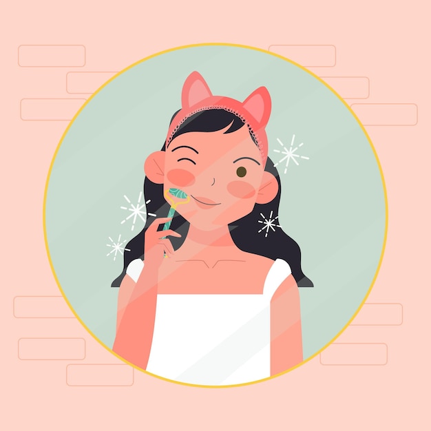 Vector gratuito mujer con rodillo de jade ilustrado