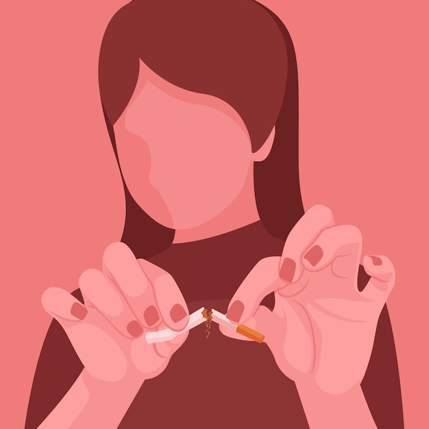 Mujer rompiendo el concepto de cigarrillo