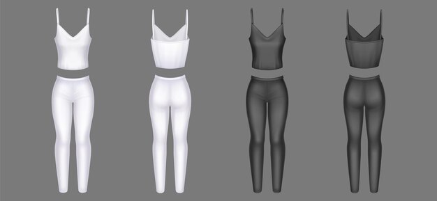 Mujer ropa 3d vector pantalones ajustados y camiseta sin mangas