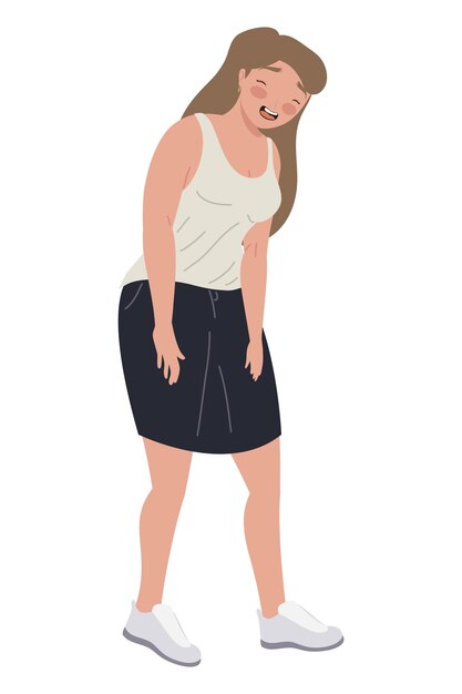 mujer rubia riendo
