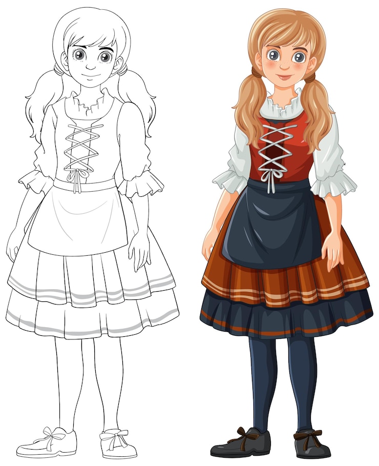 Vector gratuito mujer rubia en traje bávaro