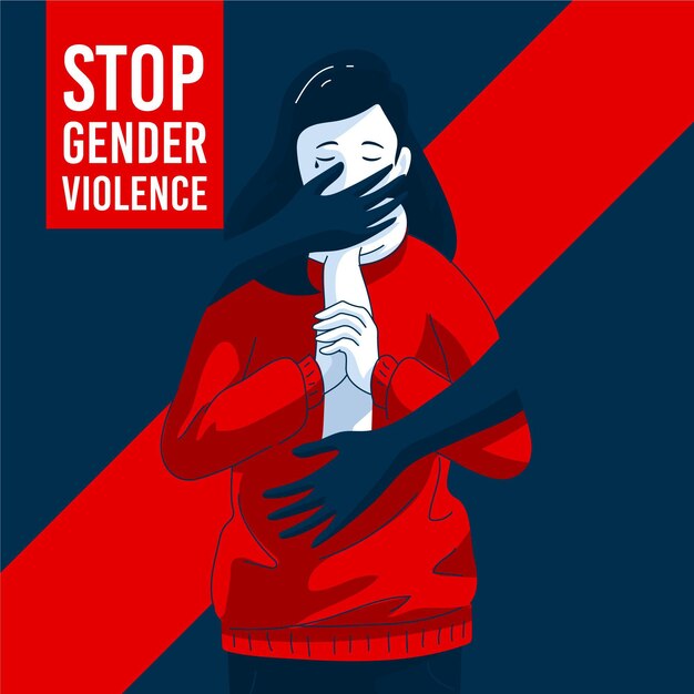 Mujer siendo acosada en la ilustración de violencia de género