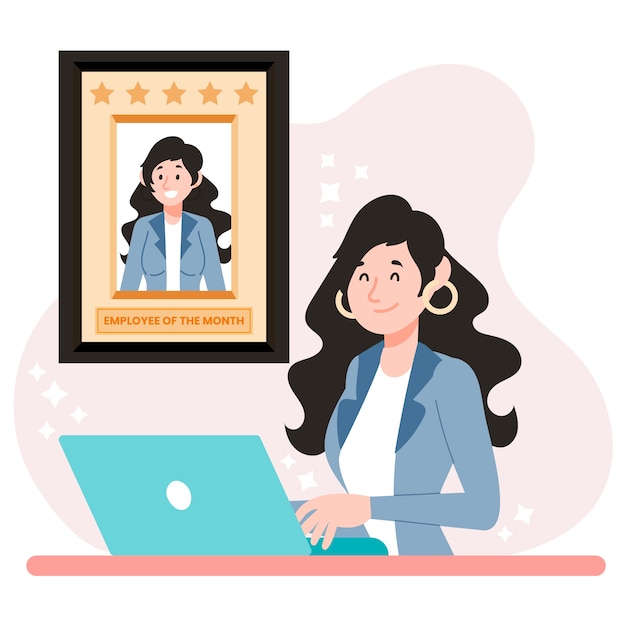 Vector gratuito mujer siendo empleada del mes