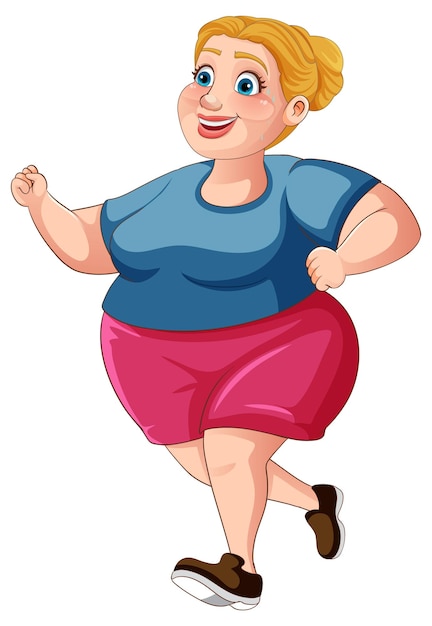 Mujer con sobrepeso en traje de entrenamiento