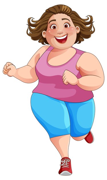 Mujer con sobrepeso en traje de entrenamiento
