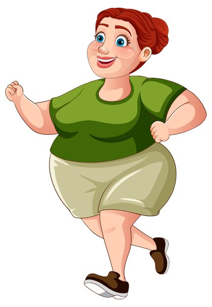 Mujer con sobrepeso en traje de entrenamiento