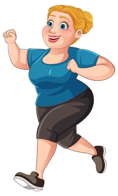 Mujer con sobrepeso en traje de entrenamiento