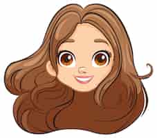 Vector gratuito mujer sonriente con grandes ojos y largo cabello marrón