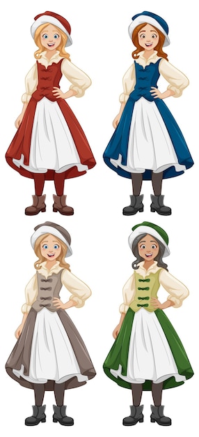 Vector gratuito mujer sonriente con trajes tradicionales austriacos