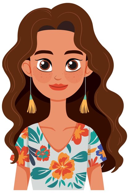 Mujer sonriente con vestido de flores