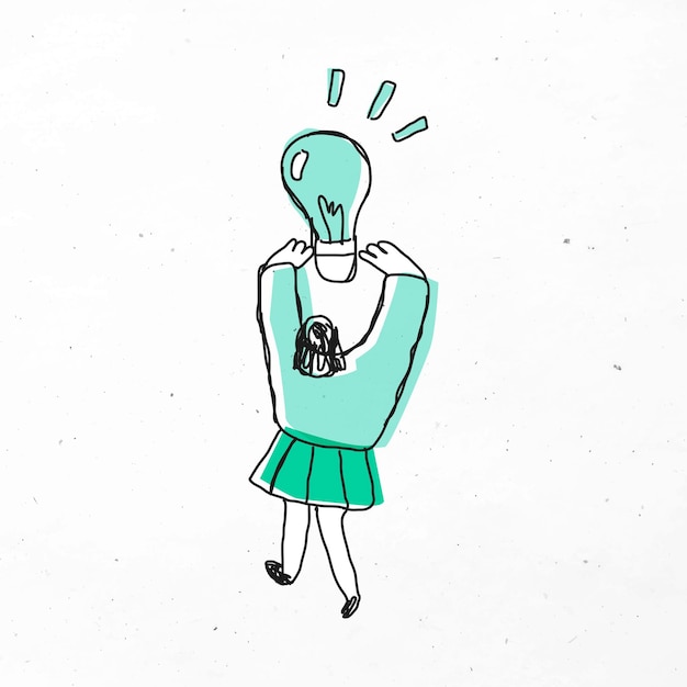 Vector gratuito mujer sosteniendo dibujos animados de bombilla