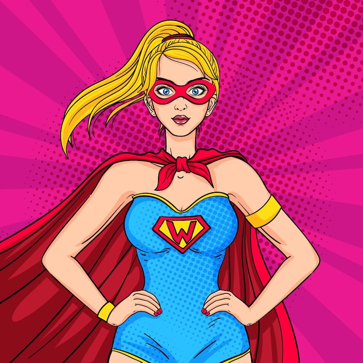 Vector gratuito mujer super arte pop