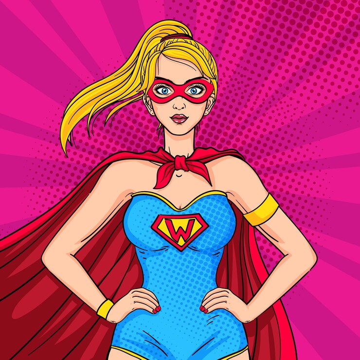 Vector gratuito mujer super arte pop
