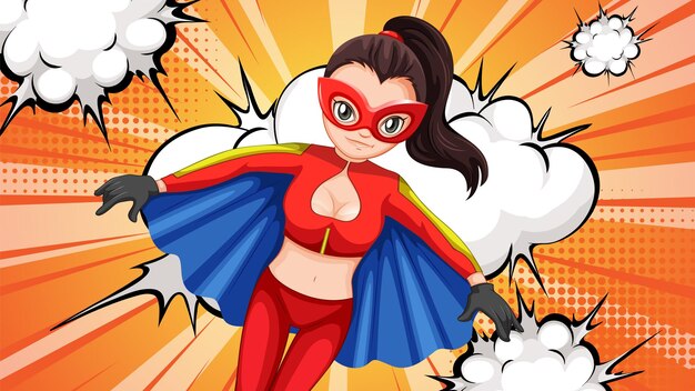 La mujer superhéroe en acción
