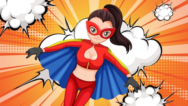 La mujer superhéroe en acción