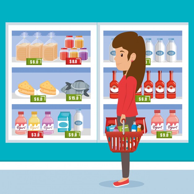 mujer con supermercado