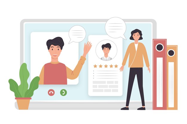 Mujer teniendo entrevista de trabajo online