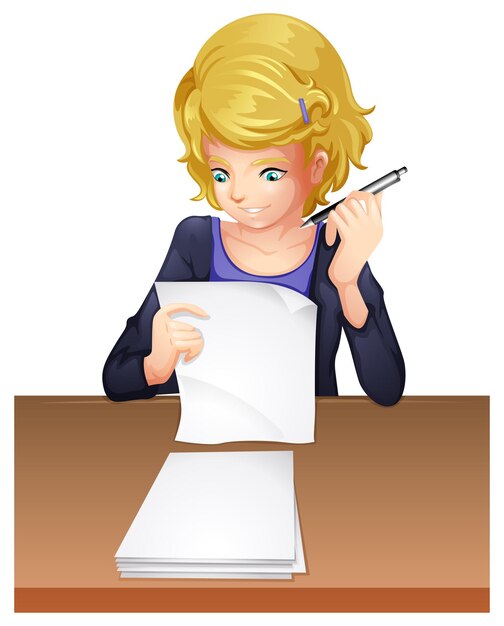 Una mujer tomando un examen