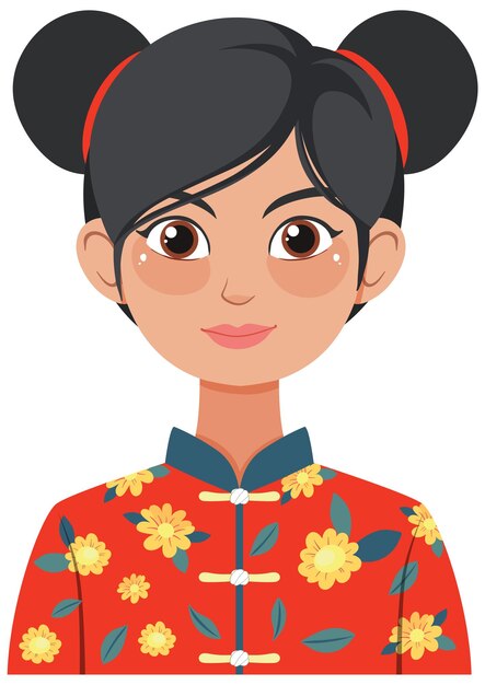 Mujer con traje tradicional de flores
