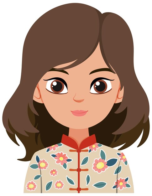 Mujer con traje tradicional de flores